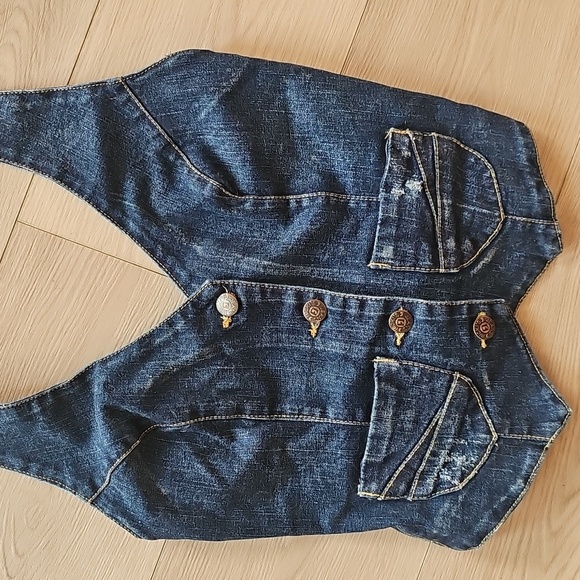 Reitmans Western Denim Halter Crop Top Vest Shirt, XS - Picture 2 of 12